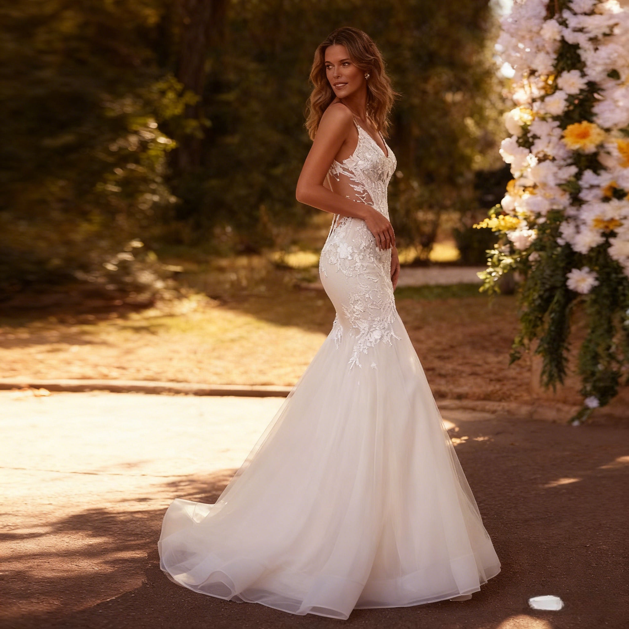 BHstyle Verträumtes Meerjungfrau-Stil Ball-Gown mit Carmen Ausschnitt Sexy A Linie Ballkleid mit Spitze und Korsett 2-26W