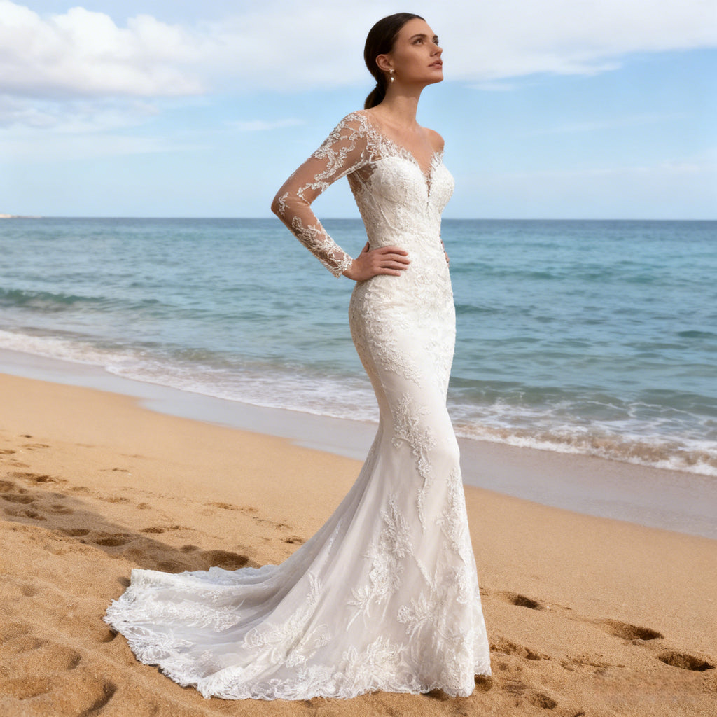 BHstyle Boho A Linie Ball-Gown mit Carmen Ausschnitt Vintage Ballkleid mit Spitze Sexy Strand Ball-Gown Sommer