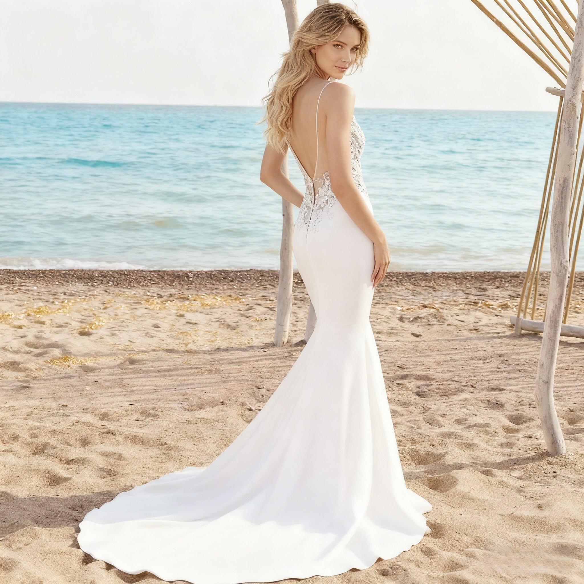 BHstyle Sexy Meerjungfrau Ball-Gown Rückenfrei Spitze Knopfleiste Modern Elegant Anlassmode 2-26W