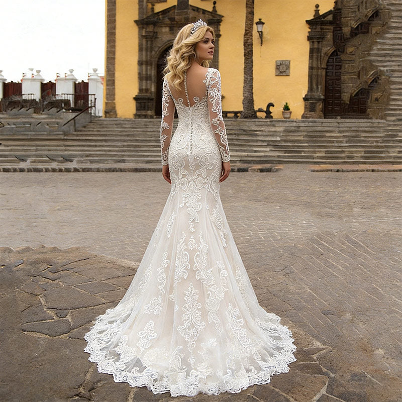 BHstyle Boho Ball-Gown Neckholder Spitze Beinschlitz A-Linie Sommer Strand Anlassmode Ballkleid Weiß 2-26W