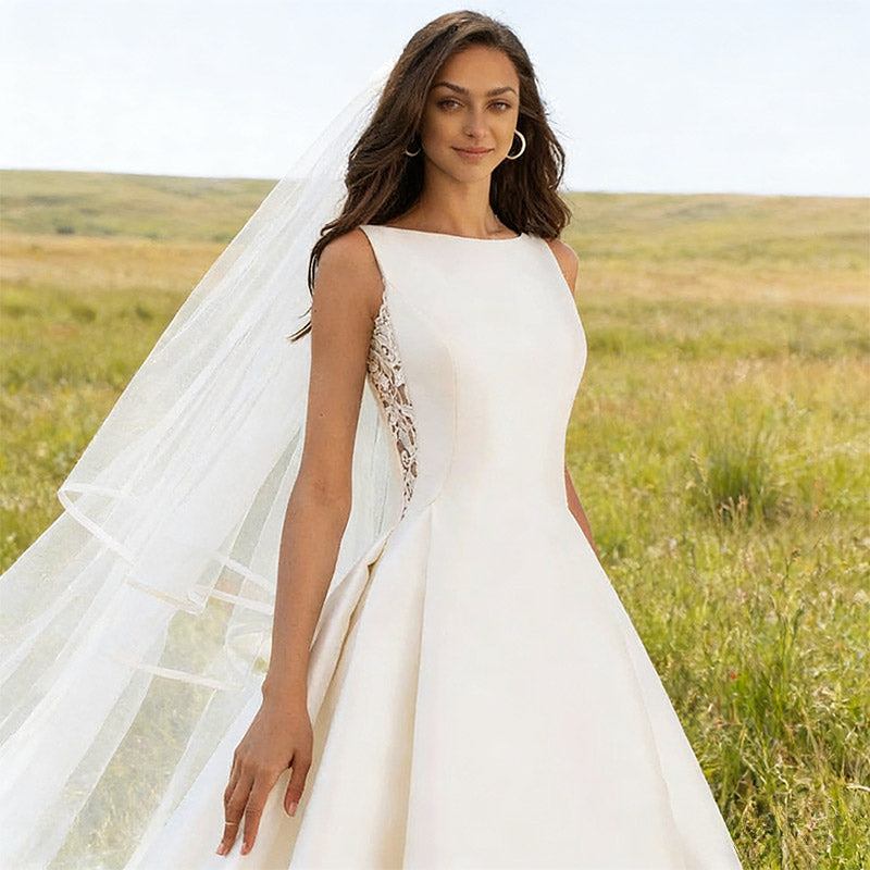 BHstyle A-Linie Ball-Gown Prinzessin mit abnehmbaren Puffärmeln – mit hohem Beinschlitz und floraler Spitze 2-26W