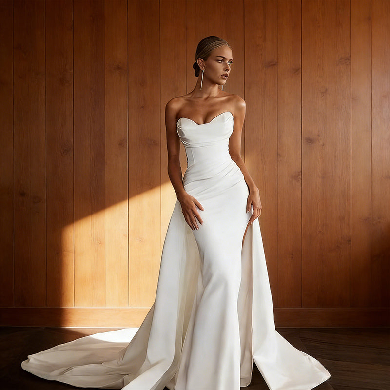 BHstyle Meerjungfrau-Stil Brautjungfernkleid mit V-Ausschnitt – Bodenlanges Chiffon Kleid mit Taillierung für Hochzeitsgäste 2-26W