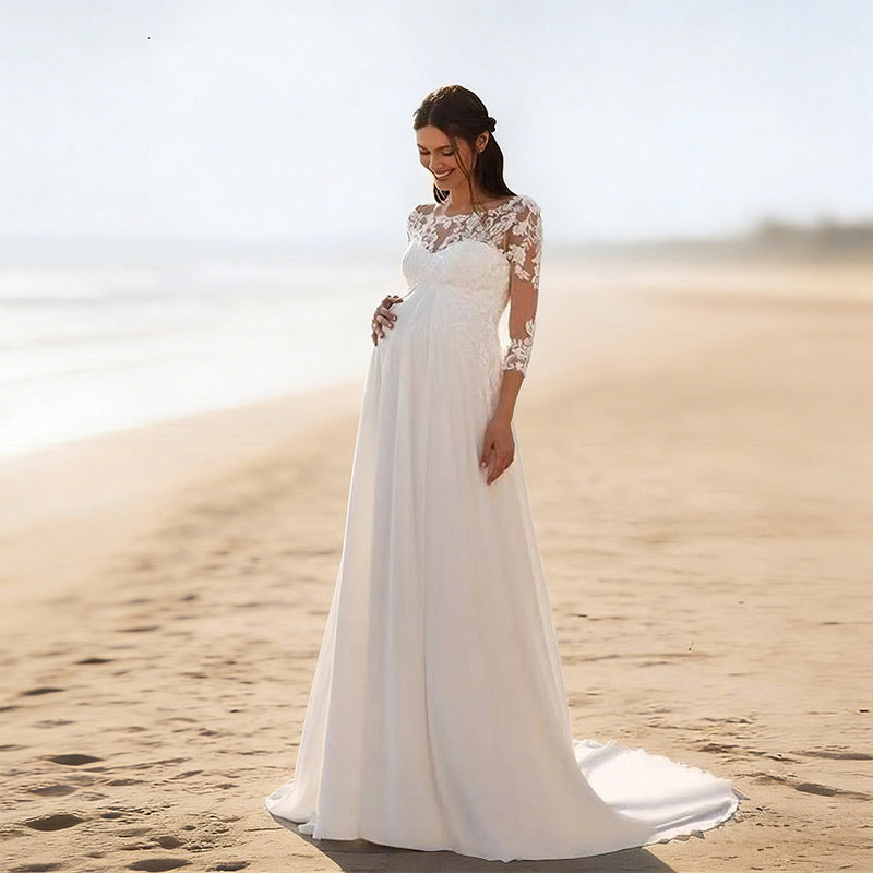 BHstyle Modern Ball-Gown 3D-Blüten Satin Tüll-Einsatz Transparent Edel Anlassmode Party Weiß Creme 2-24W