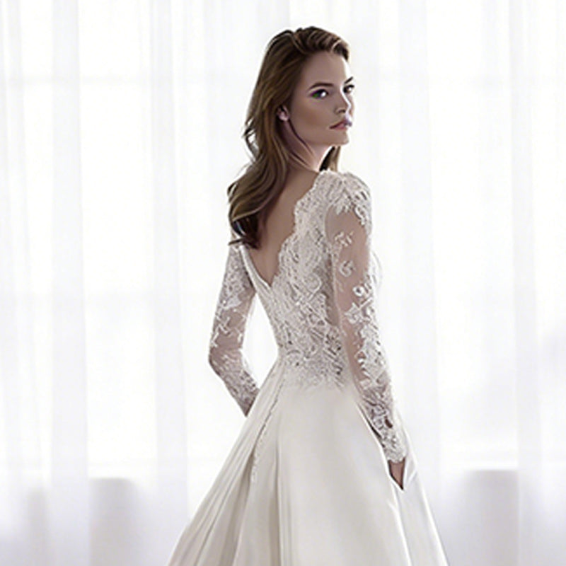 BHstyle A-Linie Ball-Gowner Quadratischer Ausschnitt Puffärmel Ballkleid Romantisch Satin 2-16