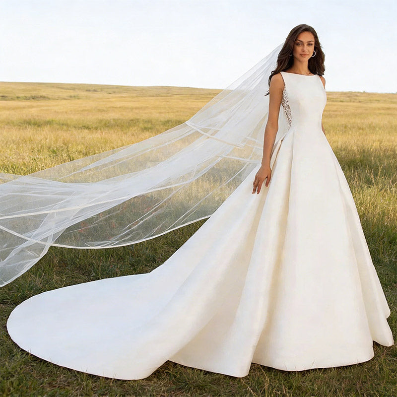 BHstyle A-Linie Ball-Gown Prinzessin mit abnehmbaren Puffärmeln – mit hohem Beinschlitz und floraler Spitze 2-26W