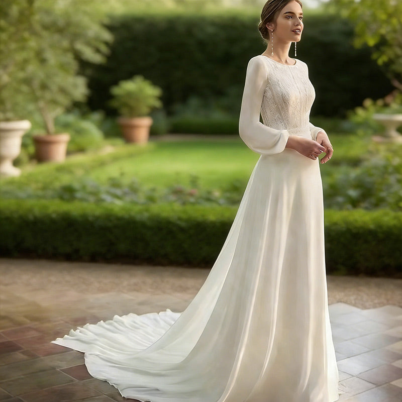 BHstyle A-Linie Ball-Gowner mit Neckholder Ausschnitt und Floralem Spitzenoberteil 2-24W