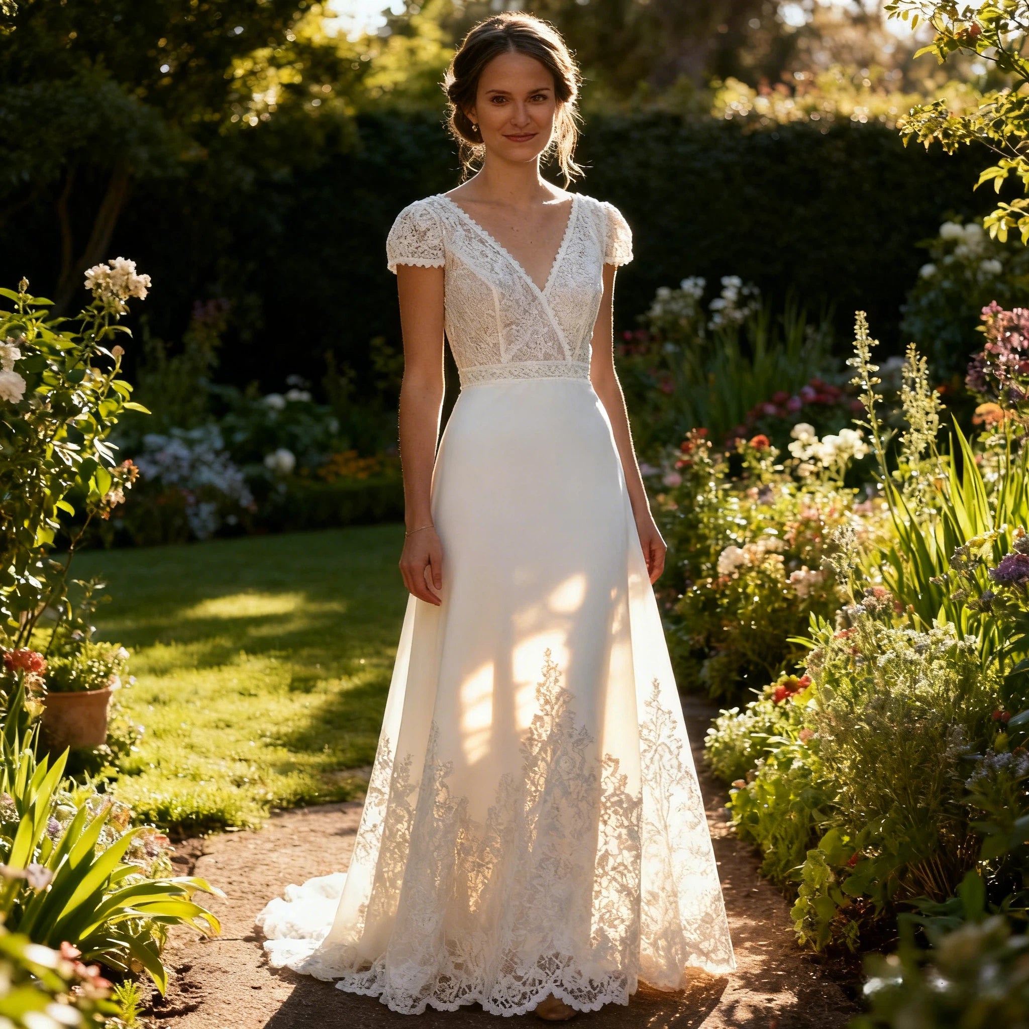 BHstyle Boho Ball-Gown Kurz mit Spitze und V-Ausschnitt – A-Linie Vintage Ballkleid 2-26W