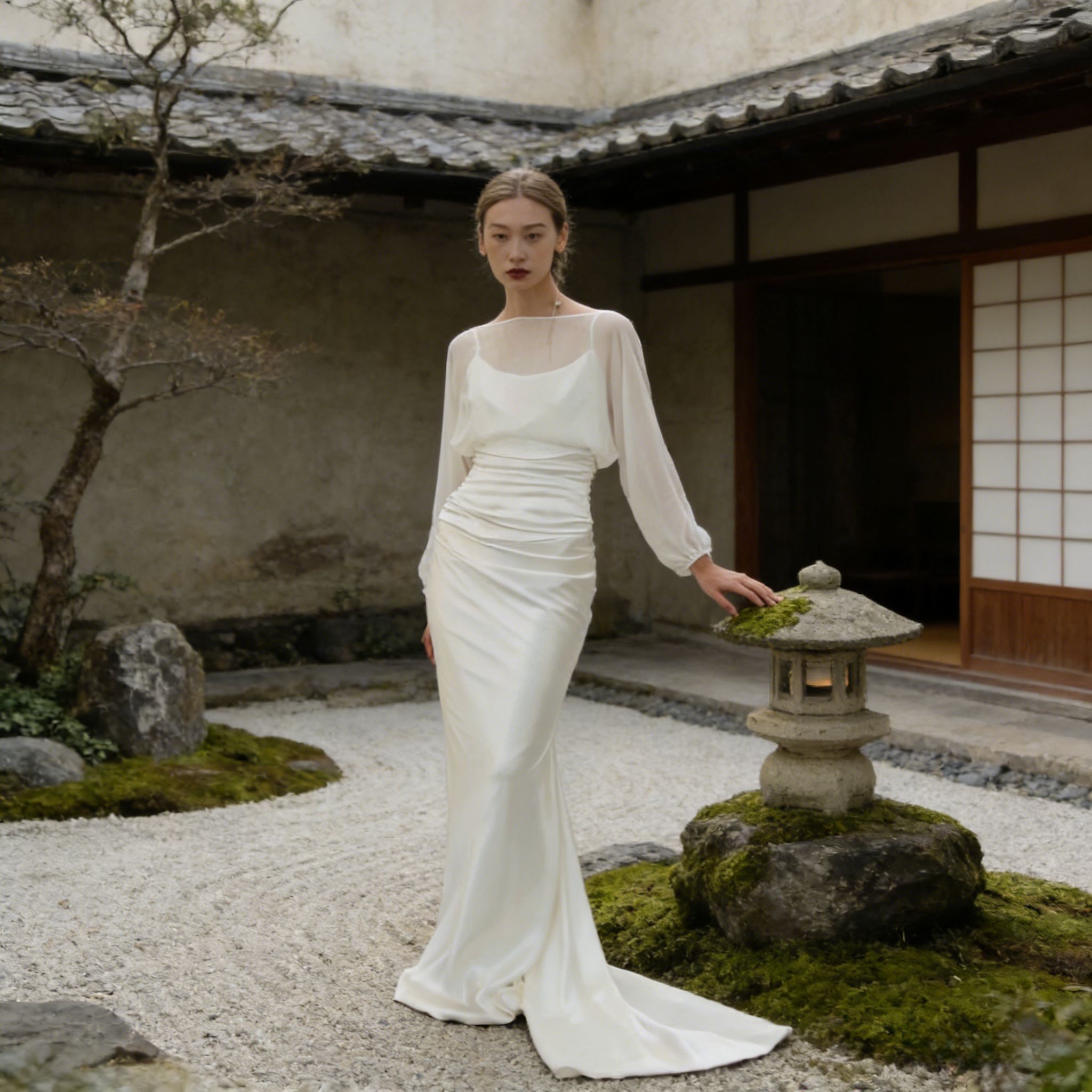 BHstyle Ball-Gown Weiß Spitze V-Ausschnitt Edel Rückenfrei A-Linie Anlassmode Romantisch Elegant Modern