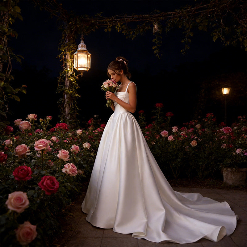 BHstyle A-Linie Ball-Gown in Reinweiß – Minimalistisches Ballkleid mit drapierter Korsage Pfad 2-26W