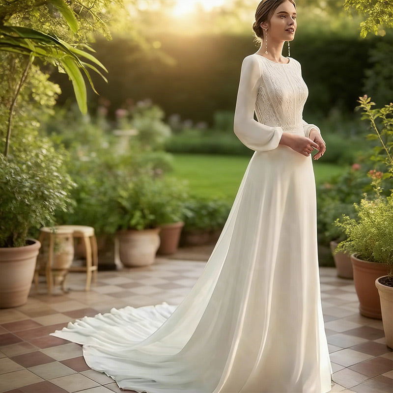 BHstyle A-Linie Ball-Gowner mit Neckholder Ausschnitt und Floralem Spitzenoberteil 2-24W