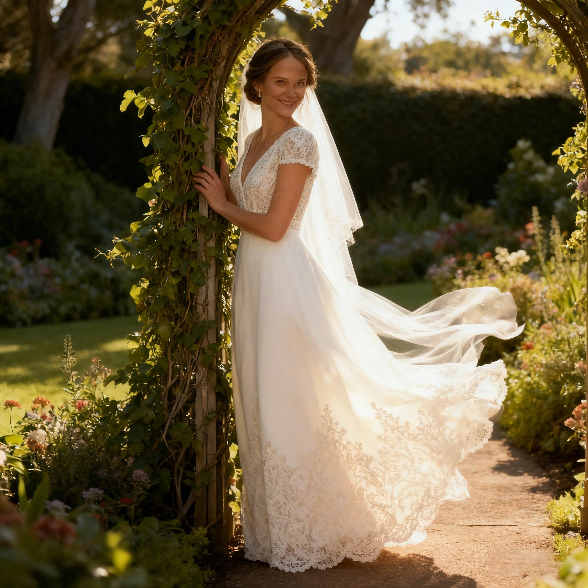 BHstyle Boho Ball-Gown Kurz mit Spitze und V-Ausschnitt – A-Linie Vintage Ballkleid 2-26W
