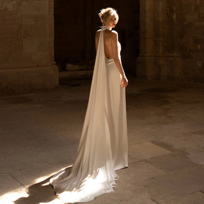 BHstyle Weißes A-Linie Ball-Gown Ärmellos V-Ausschnitt Schlichtes Elegantes Ballkleid XS-3XL